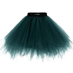 Tomwell Damen Kurze Unterkleid Petticoat Rock Ballett Bubble Tutu Unregelmäßig Mehrfarbige Pettiskirt Multi-Schichten Abendkleid Dunkelgrün Einheitsgröße von Tomwell