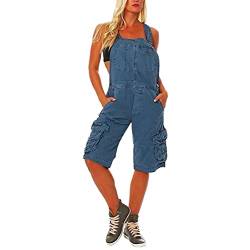 Tomwell Damen Latzhose Jeans Lange Hose Denim Jumpsuit Playsuit Jeans Vintage Loose Fit Hoseanzug Romper A Blau M von Tomwell