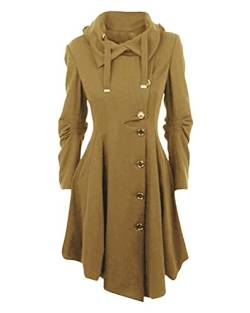 Tomwell Damen Solide Elegante Mantel Schlanke Knöpfe Langer Mantel Oberbekleidung Jacke Trenchcoat Mantel A Khaki XXL von Tomwell