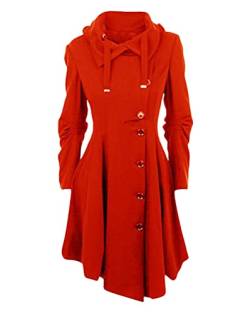 Tomwell Damen Solide Elegante Mantel Schlanke Knöpfe Langer Mantel Oberbekleidung Jacke Trenchcoat Mantel A Rot M von Tomwell