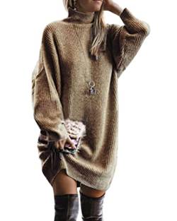 Tomwell Damen Strickpullover Sweater Rollkragen Pullover Kuscheliger Jumper Strick Pulli Oversize A Khaki L von Tomwell