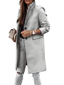 Tomwell Damen Trenchcoat Zweireiher Langer Mantel Klassische Herbst Frühling Jacke Winddichter Mantel A Grau L von Tomwell