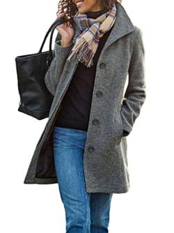 Tomwell Damen Trenchcoat Zweireiher Langer Mantel Klassische Herbst Frühling Jacke Winddichter Mantel F Grau XL von Tomwell