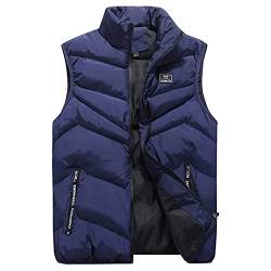 Tomwell Damen Weste Steppweste Vater Mutter und Kinder Familie Matching Outfit Waistcoat Solid Winter Warm Weste Übergangsweste Ärmellos mit Kapuze Daunenweste D Blau XXL von Tomwell