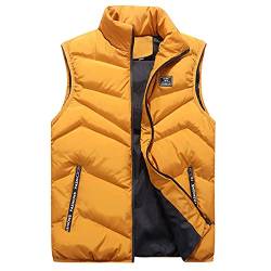 Tomwell Damen Weste Steppweste Vater Mutter und Kinder Familie Matching Outfit Waistcoat Solid Winter Warm Weste Übergangsweste Ärmellos mit Kapuze Daunenweste D Gelb M von Tomwell