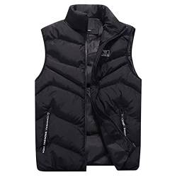 Tomwell Damen Weste Steppweste Vater Mutter und Kinder Familie Matching Outfit Waistcoat Solid Winter Warm Weste Übergangsweste Ärmellos mit Kapuze Daunenweste D Schwarz 3XL von Tomwell