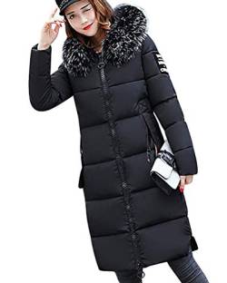 Tomwell Damen Winterjacke Parka Daunenjacke Jacke Mantel Lange mit Fellkapuze Steppjacke Warm Wintermantel Outwear A Schwarz 34 von Tomwell