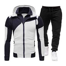 Tomwell Herren Jogginganzug Sportanzug Männer Trainingsanzug Fitness Sporthose und Trainingsjacke C Weiß M von Tomwell