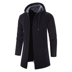 Tomwell Herren Kapuze Wintermantel Mantel Lang Slim Fit Herrenmantel Winter Premium Business Mantel Männer Wollmantel Langer Trenchcoat Mantel Windbreaker Warm Wolle Mantel Schwarz 3XL von Tomwell