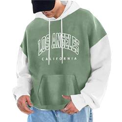 Tomwell Herren Kapuzenpullover Vintage Hoodie Druck Langarm Pullover für Männer Lässiges Oversized Sweatshirt Warm Pulli Sweatjacke mit Kapuze und Tasche Sports Hoodie D Grün XXL von Tomwell