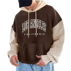 Tomwell Herren Kapuzenpullover Vintage Hoodie Druck Langarm Pullover für Männer Lässiges Oversized Sweatshirt Warm Pulli Sweatjacke mit Kapuze und Tasche Sports Hoodie D Kaffee XXL von Tomwell