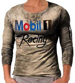 Tomwell Herren Racing Team Print Langarm T-Shirt Rundhals Tee Regular Slim Fit Retro Stil J M von Tomwell