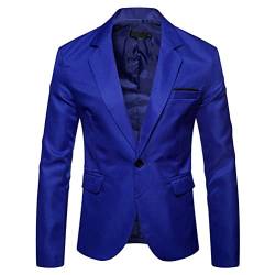 Tomwell Herren Sakko Einfarbig Blazer Slim Fit Männer Blazer Modern Freizeit Leichte Jacket Anzugjacke mit Knöpfen Sakko für Business Frühling und Herbst A Blau 3XL von Tomwell