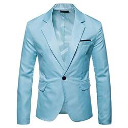 Tomwell Herren Sakko Einfarbig Blazer Slim Fit Männer Blazer Modern Freizeit Leichte Jacket Anzugjacke mit Knöpfen Sakko für Business Frühling und Herbst A Hellblau XL von Tomwell