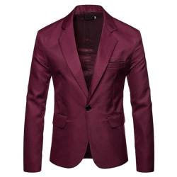 Tomwell Herren Sakko Einfarbig Blazer Slim Fit Männer Blazer Modern Freizeit Leichte Jacket Anzugjacke mit Knöpfen Sakko für Business Frühling und Herbst A Rot M von Tomwell