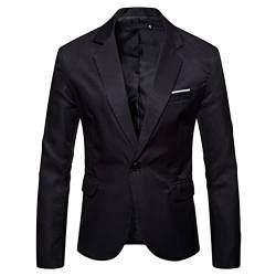 Tomwell Herren Sakko Einfarbig Blazer Slim Fit Männer Blazer Modern Freizeit Leichte Jacket Anzugjacke mit Knöpfen Sakko für Business Frühling und Herbst A Schwarz 3XL von Tomwell