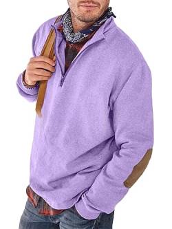 Tomwell Herren Sweatshirt Mode Reißverschluss Langarm Rundhals Pullover Männer Lässiges Lose Sweatshirt Warm Pulli Casual Bequem Sportbekleidung A Violett M von Tomwell