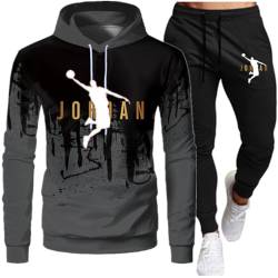 Tomwell Herren Trainingsanzug Lambo Drucken Jogginganzug Sportanzug Jogginghose Sporthose und Trainingsjacke Kapuzenpullover Sweatshirt Gym Sportbekleidung D Grau M von Tomwell