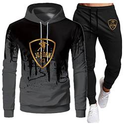 Tomwell Herren Trainingsanzug Lambo Drucken Jogginganzug Sportanzug Jogginghose Sporthose und Trainingsjacke Kapuzenpullover Sweatshirt Gym Sportbekleidung Grau-Schwarz L von Tomwell