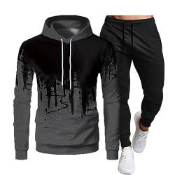 Tomwell Herren Trainingsanzug Lambo Drucken Jogginganzug Sportanzug Jogginghose Sporthose und Trainingsjacke Kapuzenpullover Sweatshirt Gym Sportbekleidung Schwarz B 2XL von Tomwell