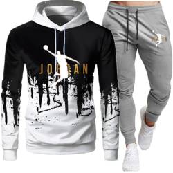 Tomwell Herren Trainingsanzug Lambo Drucken Jogginganzug Sportanzug Jogginghose Sporthose und Trainingsjacke Kapuzenpullover Sweatshirt Gym Sportbekleidung Weiß D 01 M von Tomwell