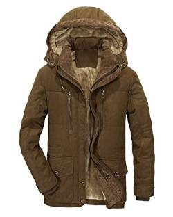 Tomwell Herren Warme Winterjacke Parka Jacke mit Fell Wintermantel mit Kapuze Übergangsjacke Gefütterte Winterparka Coat Kapuzenjacke Z Kaffee XL von Tomwell