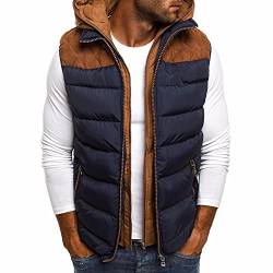 Tomwell Herren Weste Steppweste mit Kapuze Leicht Gilet Ärmellos Winterweste Zip Up Vest Jacke Übergangsjacke Outdoor A Blau 3XL von Tomwell