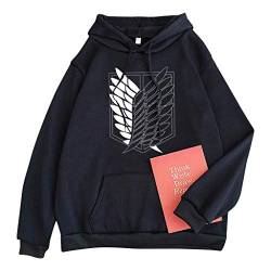 Tomwell Hoodie Herren Damen AOT Scouting Legion Aufklärungstrupp Anime Pullover 3D Pulli Männer A.N.T Ackermann Sweatshirt Langarm Shirt Casual Top B Schwarz S von Tomwell