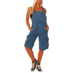 Tomwell Hosenanzug Jeans Damen Kurz Elegant Latzhose Frauen Zerissene Vintage Casual Denim Jumpsuit A Blau L von Tomwell
