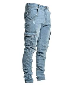 Tomwell Jeans Herren Slim Fit Jeanshose Stretch Denim Jeans Hose Männer Jeanshose Destroyed Hosen Tapered Fit Cargohose Herren Cargo Hose Regular Fit Jeans A Blau L von Tomwell