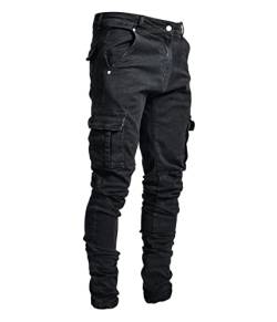 Tomwell Jeans Herren Slim Fit Jeanshose Stretch Denim Jeans Hose Männer Jeanshose Destroyed Hosen Tapered Fit Cargohose Herren Cargo Hose Regular Fit Jeans A Schwarz L von Tomwell