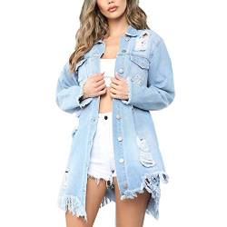 Tomwell Jeansjacke Damen Langarm Boyfriend Oversize Übergangsjacke Jacke Denim Casual Jeansjacke Kurze D Hellblau XS von Tomwell