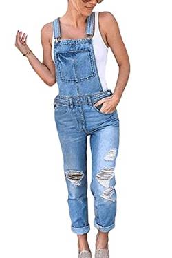 Tomwell Jeanslatzhose Damen Latzhose Jeans Hose Vintage Loose fit Jumpsuit Overall Blumen Denim Playsuit Romper C Blau 34 von Tomwell