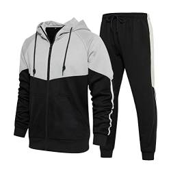 Tomwell Jogginganzug Sportanzug Herren Color Block Hoodie Jogginghose Trainingsanzug Langarm Kapuzenpullover Freizeitanzug Sportbekleidungs Gym Workout D Schwarz M von Tomwell