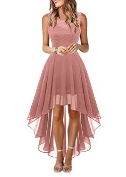 Tomwell Kleider Damen V-Ausschnitt Langarm Abendkleider Elegant Spitze Cocktailkleid Maxikleid Lang Partykleid Ballkleid Festkleid A Rosa S von Tomwell