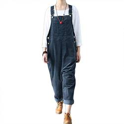 Tomwell Latzhose Damen Jumpsuit Cordoverall Vintage Overall ärmellose Riemenoverall Latzhose Blau 2XL von Tomwell