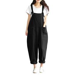 Tomwell Latzhose Damen Jumpsuit Cordoverall Vintage Overall ärmellose Riemenoverall Latzhose Z Schwarz M von Tomwell