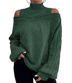 Tomwell Pullover Damen Elegant Rollkragenpullover Langarm Strickpullover Lässiges Stricken Pulli Winter Sweatshirt Oberteile B Grün XL von Tomwell