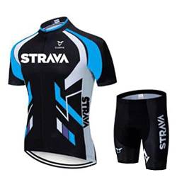 Tomwell Radtrikot Set,Fahrradtrikot Herren,Fahrradtrikot Kurzarm + Radhose,Fahrradbekleidung Set Herren Radtrikot Set Riemenshorts K Blau M von Tomwell