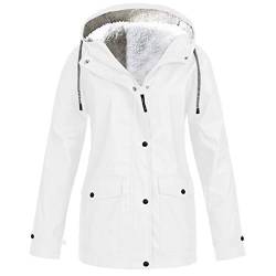 Tomwell Regenjacke Damen Wasserdicht Atmungsaktiv Regenjacke Outdoor Jacken mit Kapuze Regenmantel Winddicht Coat C Weiß M von Tomwell