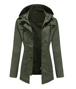 Tomwell Regenjacke Damen Winddicht Regenmantel Outdoor Windjacke Leicht Atmungsaktiv Übergangsjacke Wasserdicht Strickjacke Mit Kapuze Windbreaker A Grün 3XL von Tomwell