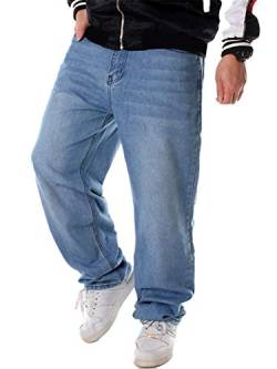 Tomwell Straight Jeans Herren High Waist Hose Patchwork Jogginghose Farbblock Denim Hose Streetwear A Blau L von Tomwell