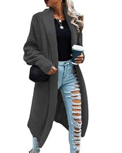 Tomwell Strickjacke Damen Grobstrick Lässig Casual Cardigan Langarm Solid Color Pullover Coat Strickjacke Tops Mantel Jacke B Dunkelgrau M von Tomwell