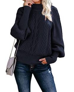 Tomwell Strickpullover Damen Oversize Pullover Grobstrick Winterpullover Strickpulli Sweater lässig Outwear Casual Elegant Oberteil Dunkelblau M von Tomwell