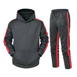 Tomwell Trainingsanzug Herren Jogginganzug Sportanzug Sporthose+Hoodie Männer Trainingsanzüge Set Sporthose Freizeitanzug Reißverschlussjacke mit Kapuze Zweiteilige F Dunkelgrau M von Tomwell