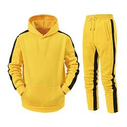 Tomwell Trainingsanzug Herren Jogginganzug Sportanzug Sporthose+Hoodie Männer Trainingsanzüge Set Sporthose Freizeitanzug Reißverschlussjacke mit Kapuze Zweiteilige F Gelb XL von Tomwell