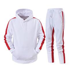 Tomwell Trainingsanzug Herren Jogginganzug Sportanzug Sporthose+Hoodie Männer Trainingsanzüge Set Sporthose Freizeitanzug Reißverschlussjacke mit Kapuze Zweiteilige F Weiß M von Tomwell