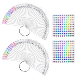 100 Stück Nagel Display mit Ring und 2 Stück Nummernaufkleber 101-200, Präsentationstips Nägel, Mustertips für Nägel, Swatch Art für Nagelfarbdisplay (Transparent) von TonJin