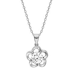 TONGARI Halskette aus 925er-Sterlingsilber mit schimmernder Blüte, Halskette zum Verschenken von Frauen und Mädchen, Sterlingsilber, kein Edelstein, Sterling Silber, Kein Edelstein von Tongari