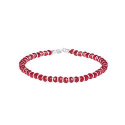 TONGARI Nazariya-Armband aus 925er Sterlingsilber mit roten Perlen für Mädchen und Frauen, Sterling-Silber, ohne Edelstein von Tongari